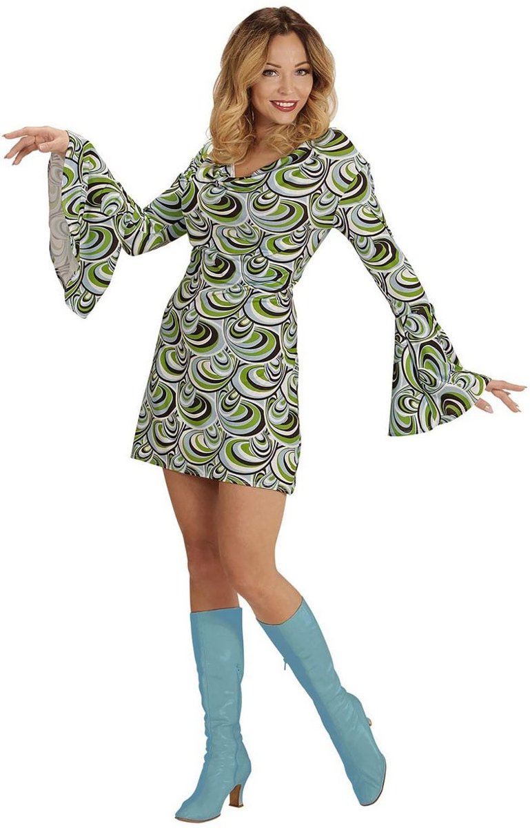 Hippie Kostuum | Groovy Gavin 70s Damesjurk, Golven Vrouw | XXL | Carnaval kostuum | Verkleedkleding